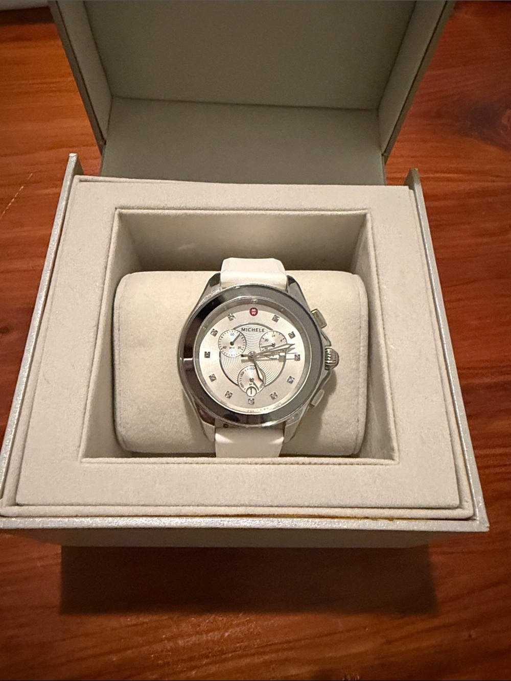 Michele Cape Women’s White Chronograph Watch